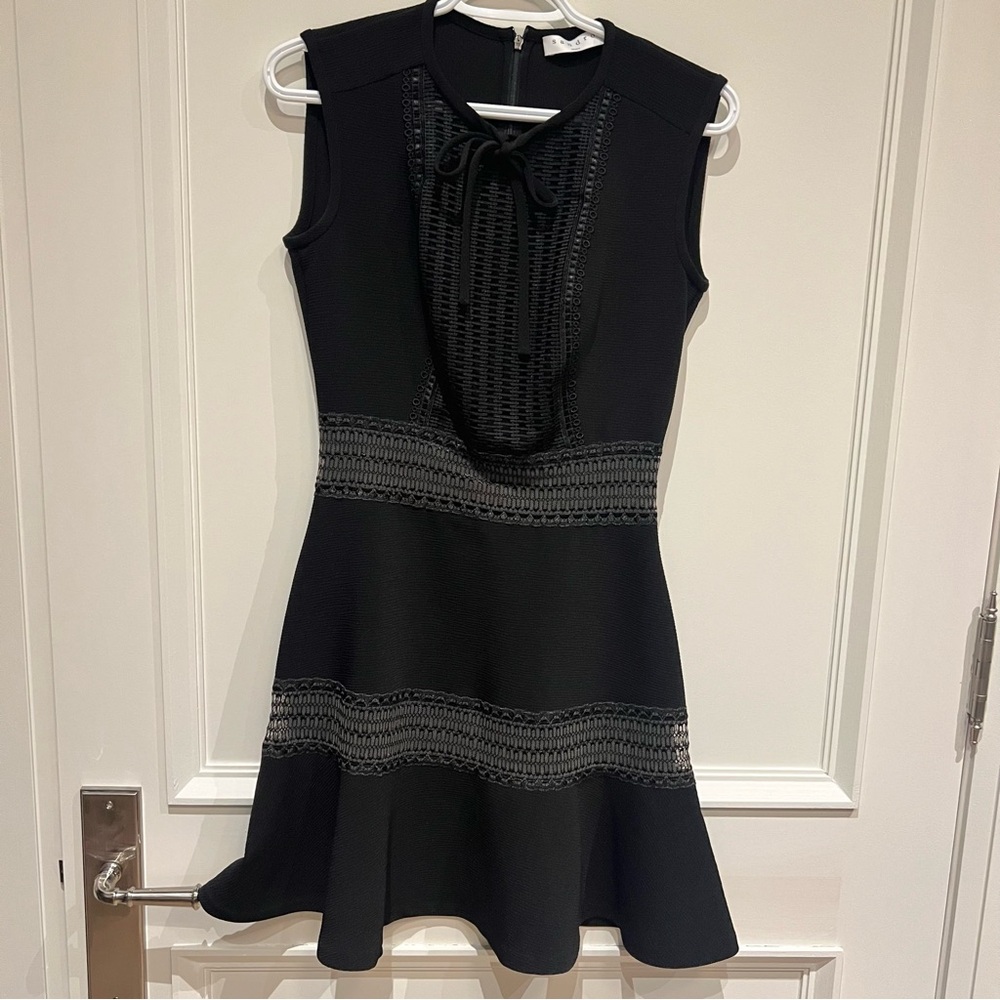 Sandro Black Dress with Lace Accents